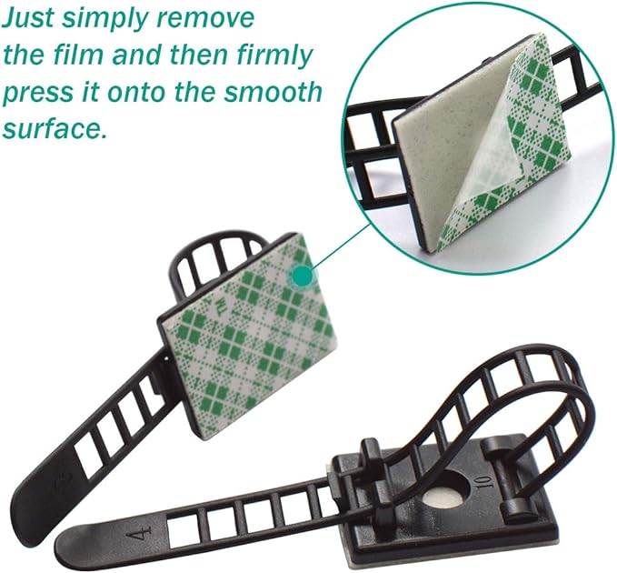 200 Pieces Cable Management Desk Wire Organizer Cable Ties Zip Ties Adhesive - Image 5
