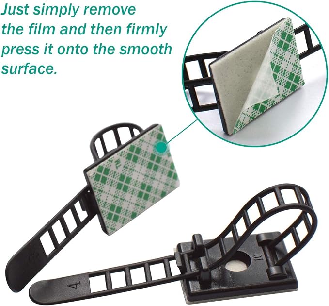 25 Pieces Desk Wire Organizer Cable Ties Zip Ties Adhesive Cord Clips Cable - Image 5