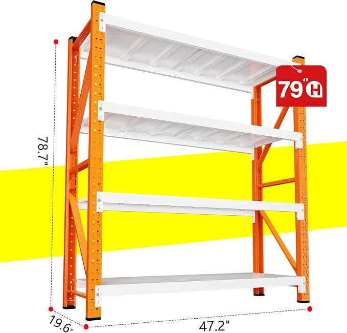 79" H Garage Shelving, 3500LBS Heavy Duty Storage Rack, 4 Tiers Metal Storage - Image 2