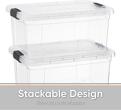 Superio Storage Bins with Lids- 8 Pack, 6.6 Qt Clear Boxes - Image 4