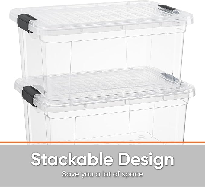Superio Storage Bins with Lids- 6 Pack, 6.6 Qt Clear Boxes - Image 4