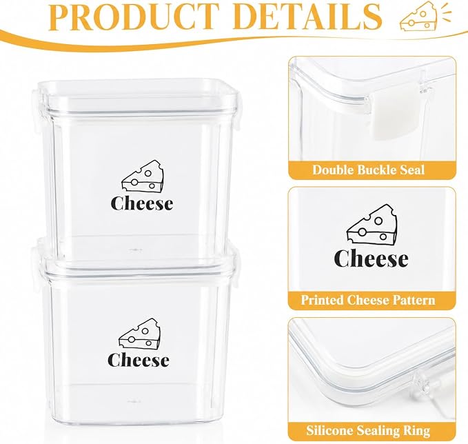 2 Pack Cheese Container for Refrigerator Airtight Creamer Container - Image 2