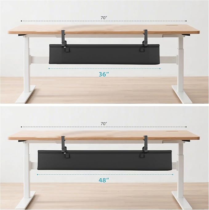 Oxford Cloth Under Desk Cable Management Tray, No-Drill 48" Desk Cable - Image 8