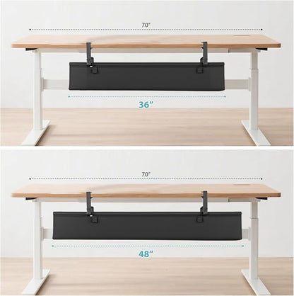 Oxford Cloth Under Desk Cable Management Tray, No-Drill 48" Desk Cable - Image 8