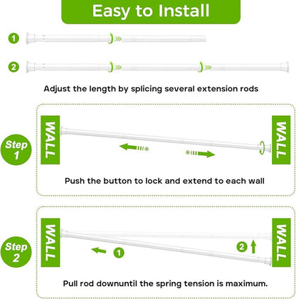 White Shower Curtain Rod 32 to 76 Inches Adjustable, 7/8 Inch Diameter Heavy - Image 2
