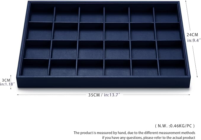 Oirlv Stackable Premium Leather Jewelry Trays 24 Grid Jewelry Organizer - Image 8