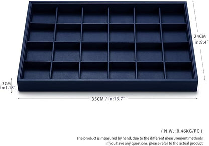 Oirlv Stackable Premium Leather Jewelry Trays 24 Grid Jewelry Organizer - Image 8