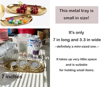 Stainless Steel Decorative Tray, 7 Inch Long, Jewelry Dish Cosmetics Organizer - Image 6