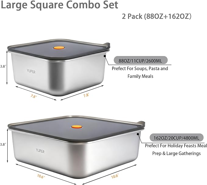 YUPER Stainless Steel Food Containers, Meal Prep Containers, Bacon Cheese - Image 2