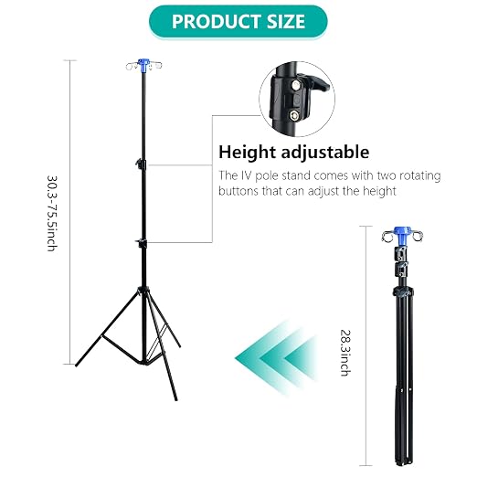 Lefeke IV Pole Portable for Traveling, Adjustable IV Stand - Image 2
