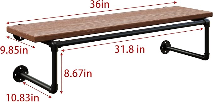 Clothes Rack 36in, Wall Mounted Garment Racks - Image 8