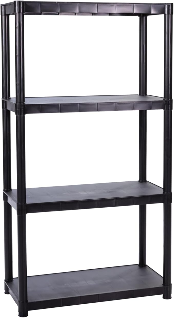 4-Shelf Plastic Storage Shelving Unit, Freestanding Organizer Utility Rack by FactoryDirectPartners