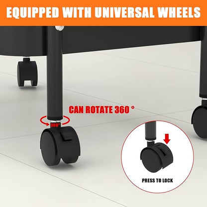3-Tier Metal Utility Rolling Cart, Living Room, Movable Storage Organizer - Image 4