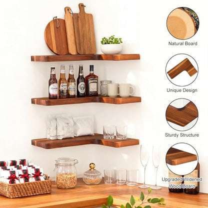 Floating Corner Shelves, Wall Shelf Set of 3, Shelves - Image 2