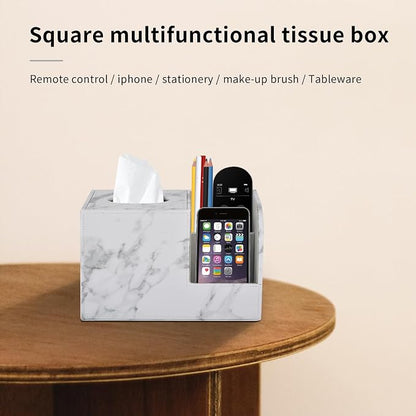 PU Leather Tissue Box Cover Square-Multifunctional Bathroom Tissue Box - Image 7