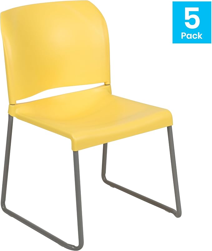 Flash Furniture HERCULES Series 5 Pack 880 lb. Capacity Yellow Full Back - Image 4
