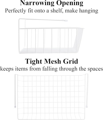 Tebery 4 Pack White Under Shelf Wire Basket Hanging Storage Baskets, Under - Image 5