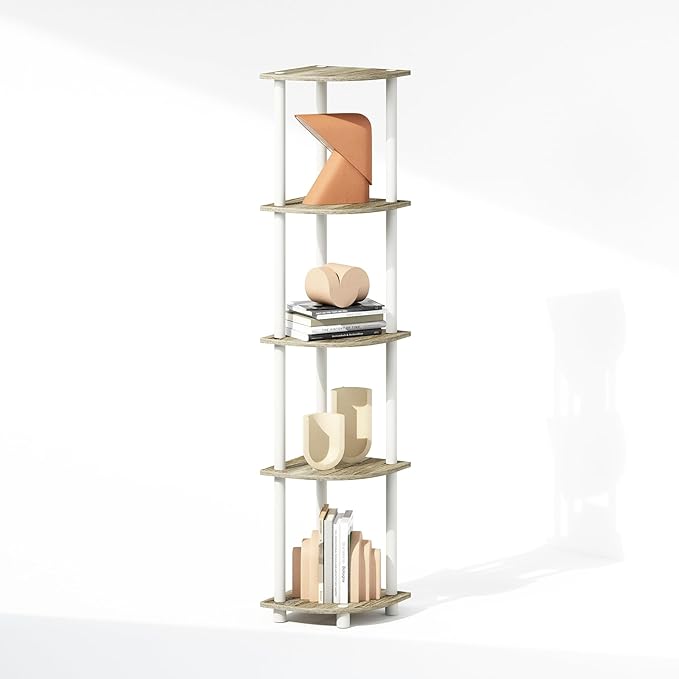 Furinno Turn-N-Tube Storage Shelves, 5-Tier Book Shelf, Corner Shelf, Toolless - Image 7