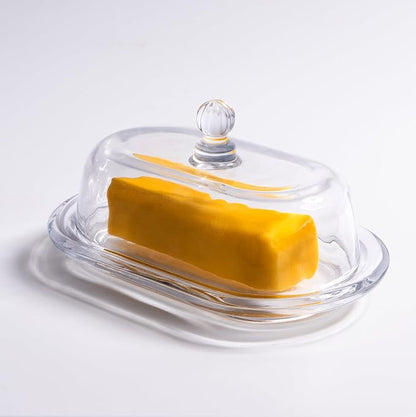 7.5" Large Glass Butter Dish by QIANCHANG