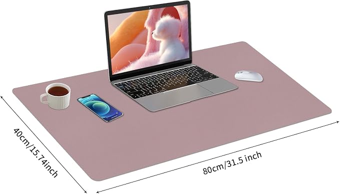 Bloss Pink Desk Mat, Large Mouse Pad, Non-Slip Desk Protector Mat, Leather Desk - Image 4