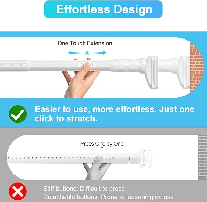 White Closet Rods For Hanging Clothes, 41-126 In heavy duty tension rod | - Image 5
