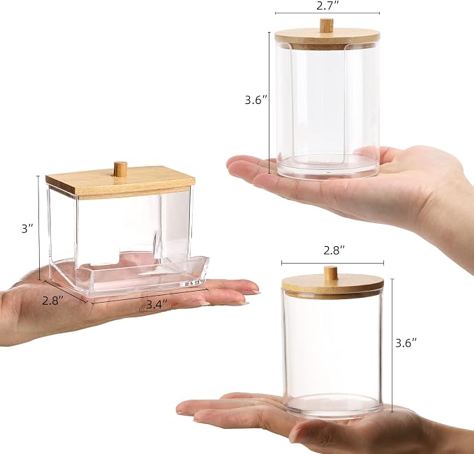 Tbestmax 4 Pack Qtip Holder Bathroom Container, 10/7oz Cotton Ball Cotton Swabs - Image 2