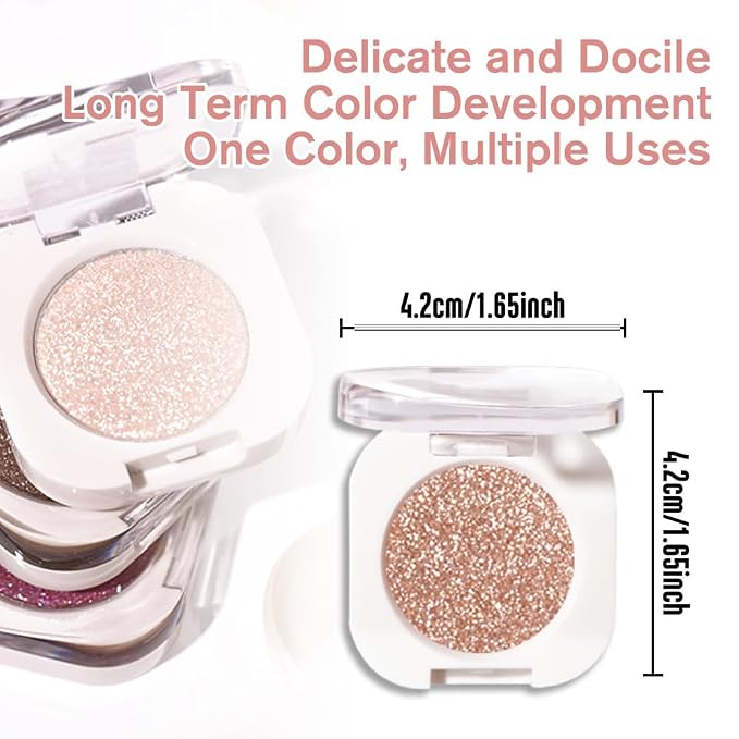 Light Brown Single Glitter Eyeshadow Makeup, Neutral Powde Eye Shadow - Image 5