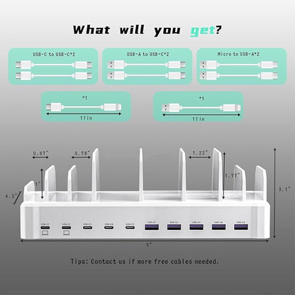 320W Charging Station for Multiple Devices, Zobirez 10-Port USB C Fast Charger - Image 7