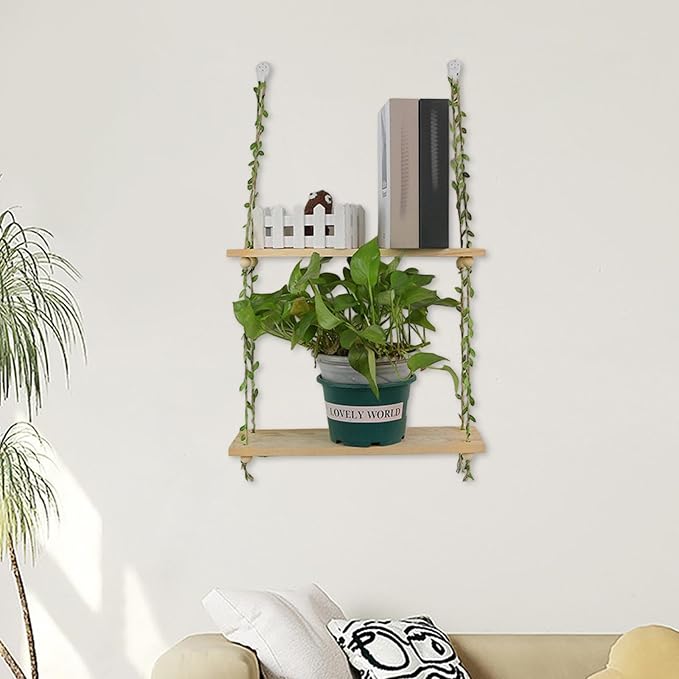 Wall Hanging Shelf Hanging Planter Rack Wooden Flower Pot Holder Decorative - Image 6