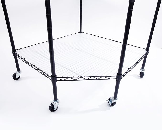 Bonnlo 6-Tier Rolling Heavy Duty Commercial Polygonal Corner Shelf Wire - Image 7