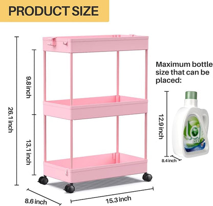SPACEKEEPER Rolling Storage Cart 3 Tier, Bathroom Cart Organizer Laundry Room - Image 4