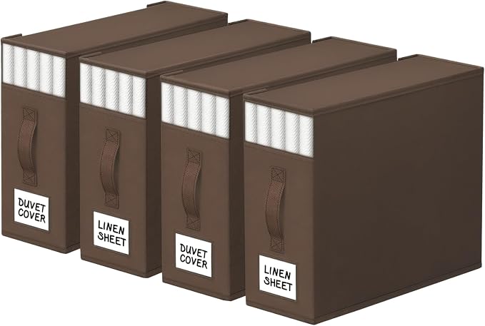StorageTastic 4 Pack Bed Sheet Closet Organizers and Storage, Sturdy Foldable by StorageTastic