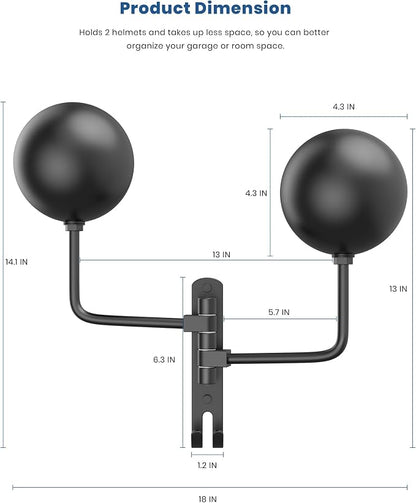 Helmet Hanger Wall Mount 180° Swivel Helmet Holder - Image 3
