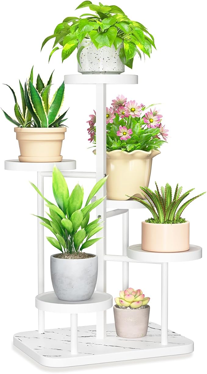 LASZOLA 5 Tier Tall White Plant Stand Rack Indoor Outdoor House, Heavy Duty by LASZOLA