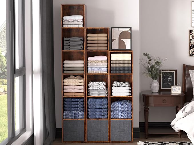 Cube Storage Organizer, 6 Cube Retro Bookshelf, Freestanding 6 Tier Open Shelf - Image 8