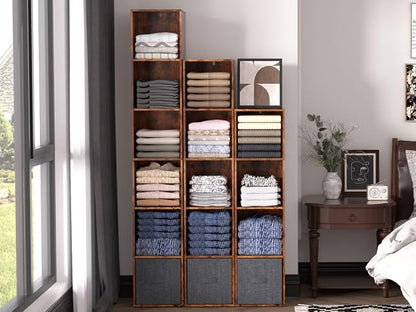 Cube Storage Organizer, 6 Cube Retro Bookshelf, Freestanding 6 Tier Open Shelf - Image 8