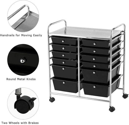 Giantex 12 Drawer Rolling Storage Cart Tools Scrapbook Paper Office School - Image 7