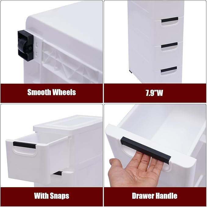 6 Drawers Narrow Slim Plastic Storage Cabinet, Storage Drawer - Image 4