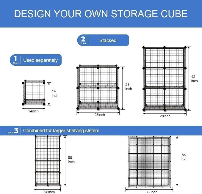 Metal Grid 14"x14" Wire Cube Storage - Image 2