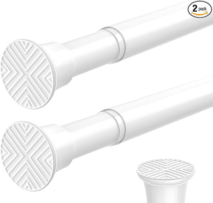2PCS White Shower Curtain Rod 23-46Inch, Tension Curtain Rods No Drilling | by SISELBATensionCurtainRod