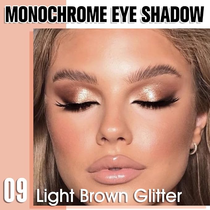 Light Brown Single Glitter Eyeshadow Makeup, Neutral Powde Eye Shadow - Image 2