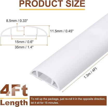 HARFINGTON 4ft Cord Cover Floor W0.6 x H0.33 Inner Channel PVC Hide Extension - Image 2