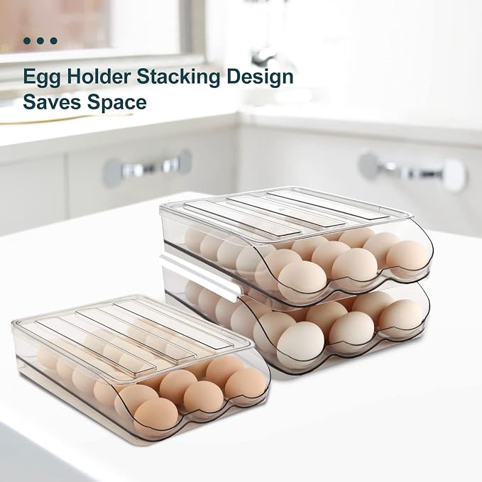 Egg Holder for Fridge, Automatically Rolling Egg Storage Container for - Image 4