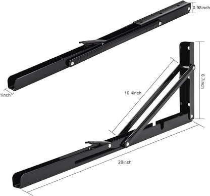 YUMORE Folding Shelf Brackets, 20 Inch Heavy Duty L Bracket, Max Load: 330lb - Image 2
