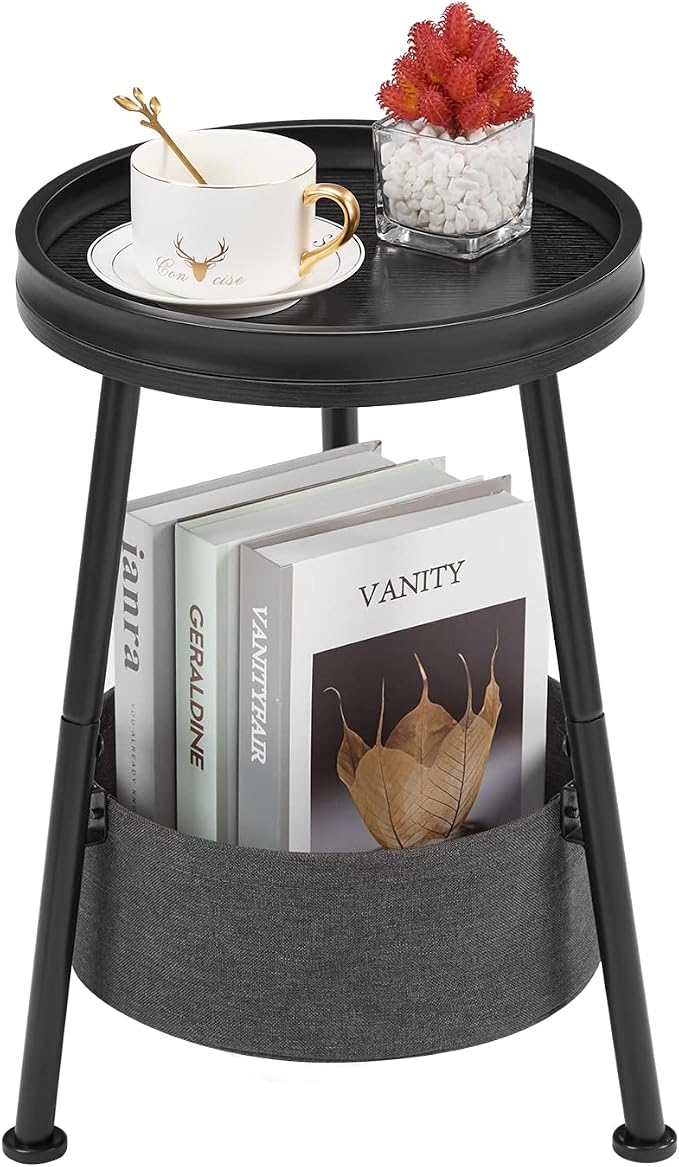 Round End Table, 11.8*17.8' Round Sofa Table, Small Round Table, Small Coffee - Image 4