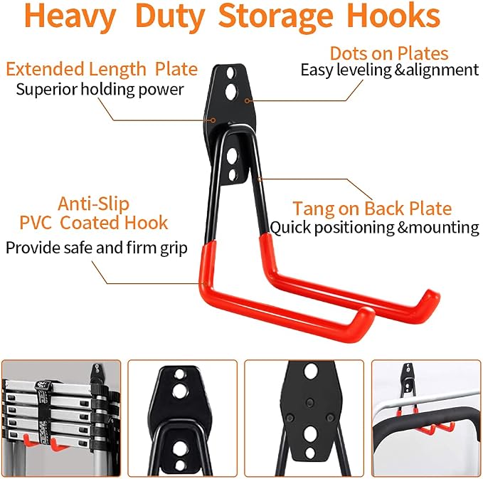 3-H Garage Wall Hooks 10 Pack, Garage Hooks Heavy Duty - Image 7