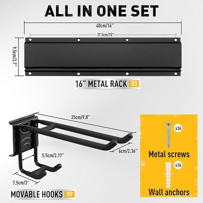 ELEAD 9-Pairs Heavy Duty Garage Tool Organizer Wall Mount Hooks, 48 Inches 730 - Image 3