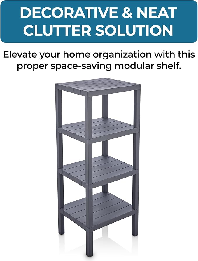 Honey-Can-Do 4-Tier Plastic Storage Shelf, Freestanding, closet or office - Image 4