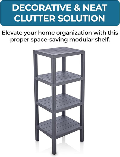 Honey-Can-Do 4-Tier Plastic Storage Shelf, Freestanding, closet or office - Image 4