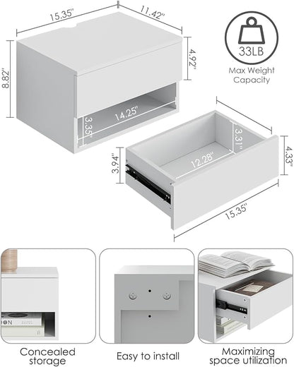 Floating Nightstand, Small Modern Floating Nightstand - Image 2